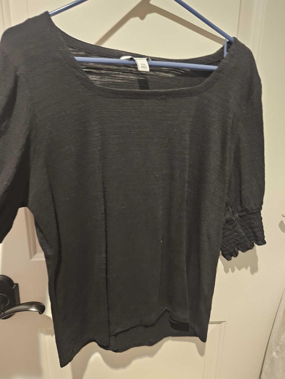 Nine West Black Square Neck Short Sleeve Knit Top